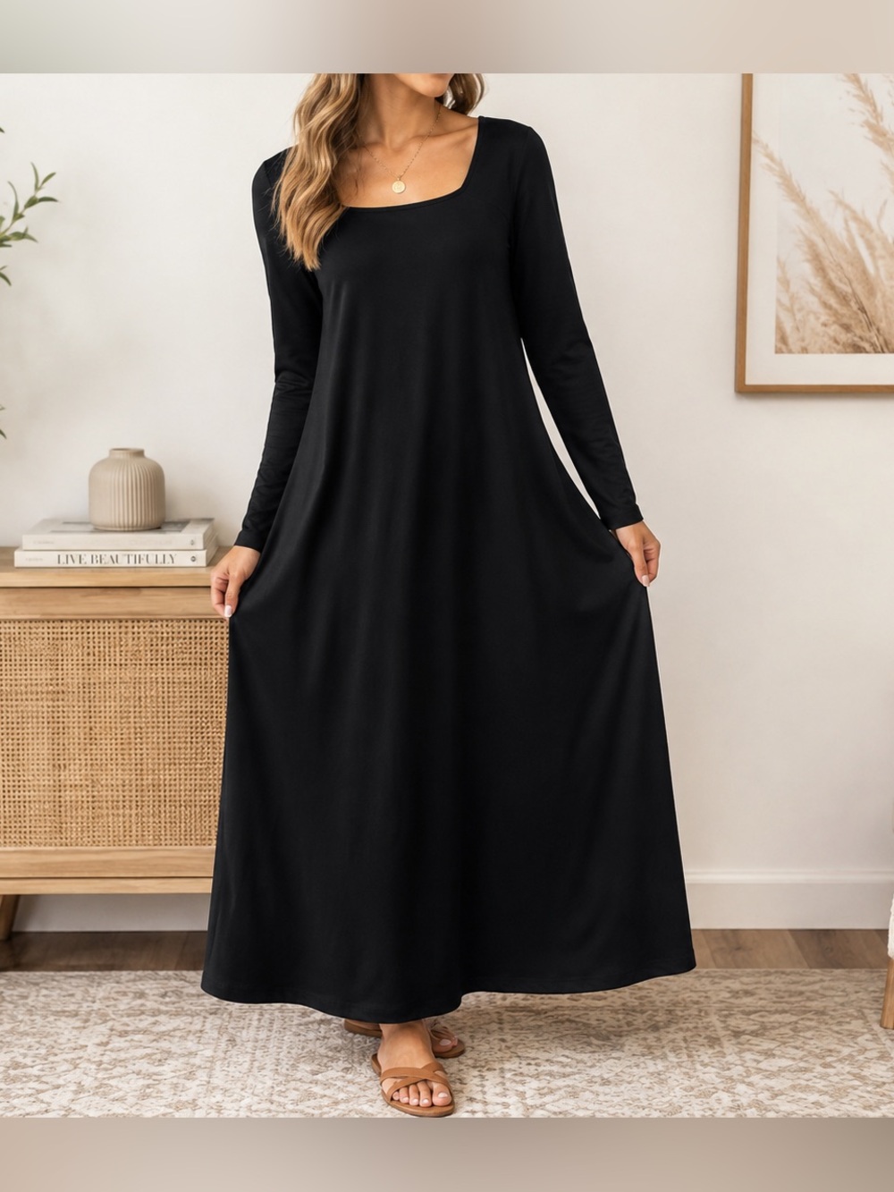Wild Fable ButterBliss Black Long Sleeve Maxi Dress 2X